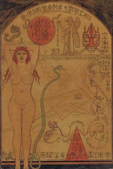 Oeuvre d'Austin Osman Spare extraite d'un catalogue d'exposition.